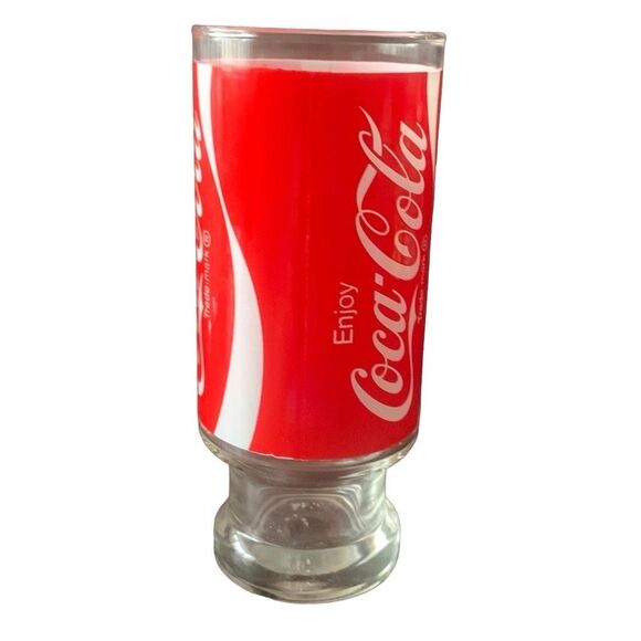 Vintage Coca-Cola Enjoy Coke Footed Pedestal Tumbler Glass Cup Nostalgia - Picture 4 of 14